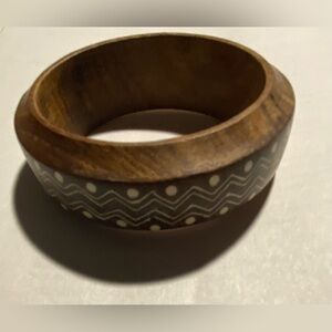 Wooden Bangle with Zigzag and Dot Pattern